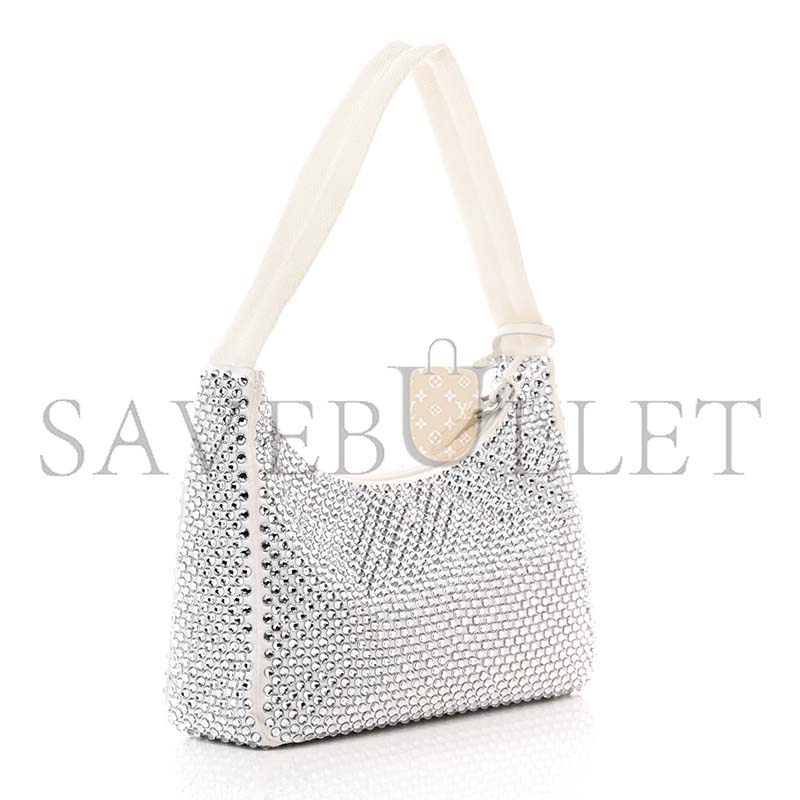 Pra*a re-edition 2000 crystal mini bag white 1ne515 (22*17*6cm)